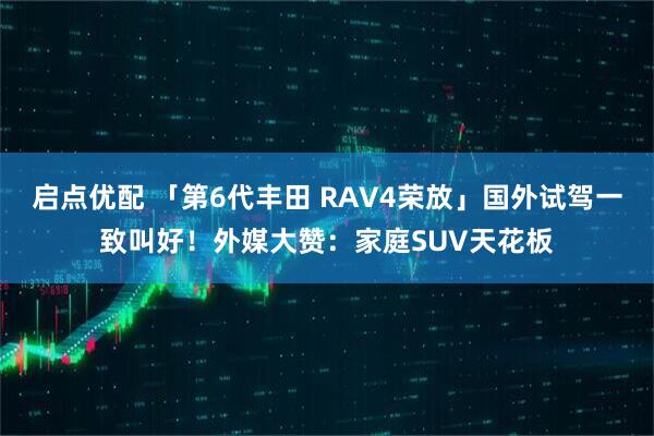 启点优配 「第6代丰田 RAV4荣放」国外试驾一致叫好！外媒大赞：家庭SUV天花板