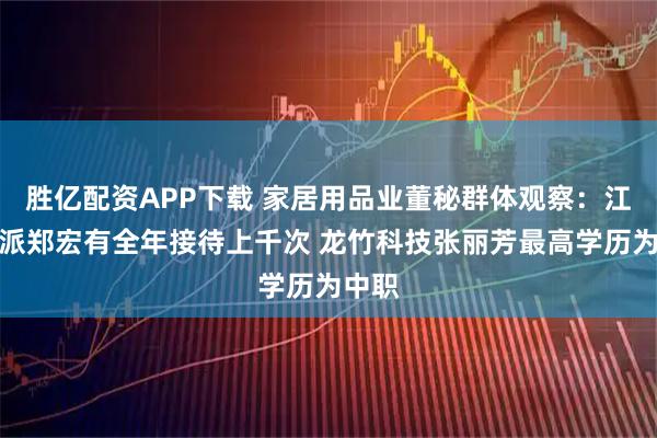 胜亿配资APP下载 家居用品业董秘群体观察：江山欧派郑宏有全年接待上千次 龙竹科技张丽芳最高学历为中职